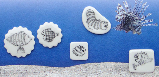 Broschen und Fische, Gestaltung und Umsetzung Karin Sehnert